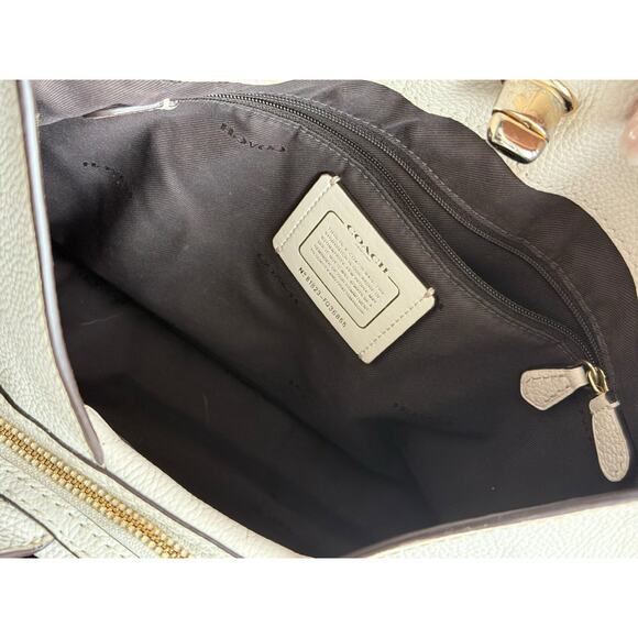 Coach Cream Turlock Edie Pebbled Leather Shoulder Bag - Picture 8 of 13